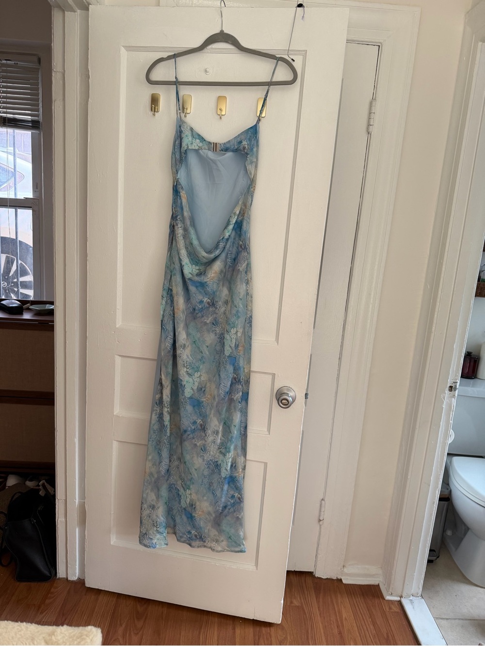 New Peppermayo Aqua Paisley Maxi Dress with Side Slit - Picture 4 of 4